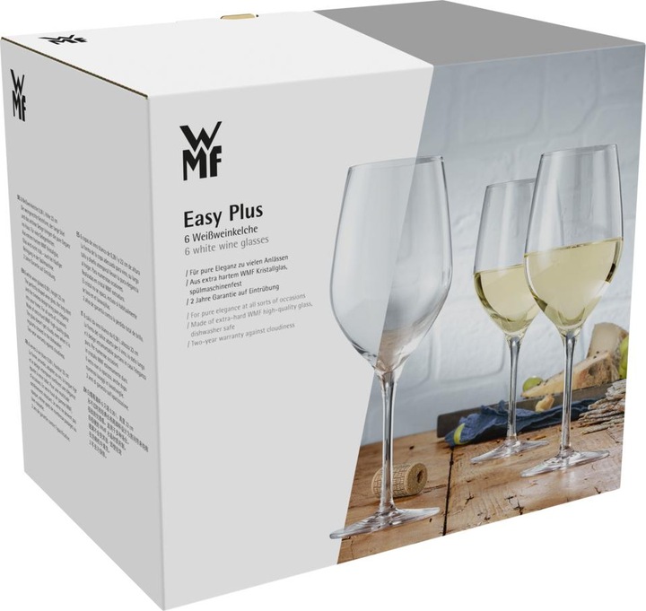 Produktbild WMF Weingläser Weisswein Set 6tlg Weinglas 390 ml Kristallglas Easy Plus transparent (39 cl, 6 Gläser, Weissweingläser)