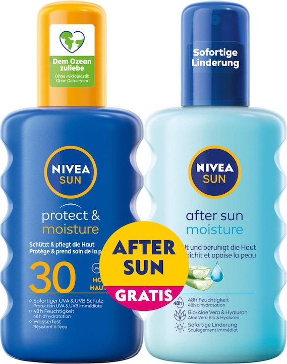 Produktbild NIVEA Mixpack P&M Spray LSF30 400ml After Sun Spray (Sonnenspray, SPF 30, 816 ml, 460 g)