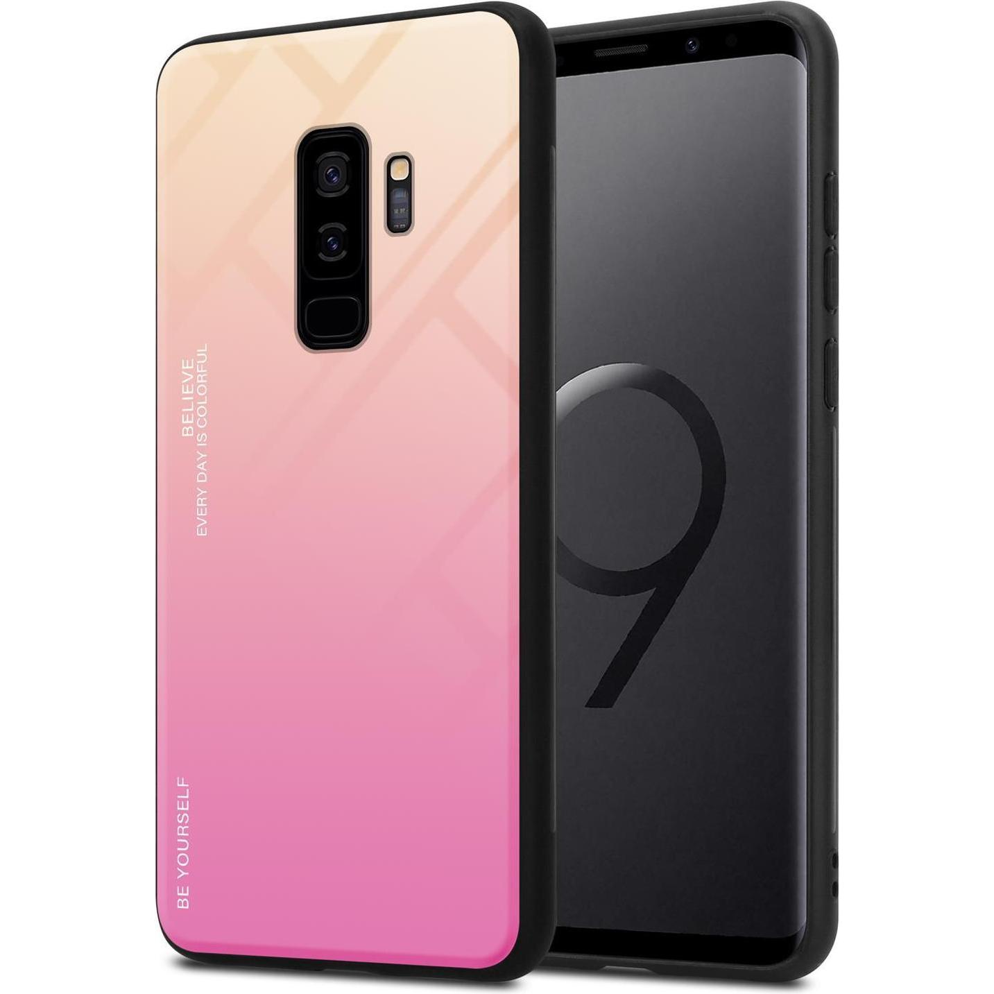 Cadorabo TPU 2 Farben Glas Cover (Samsung Galaxy S9+), Smartphone Hülle, Schwarz