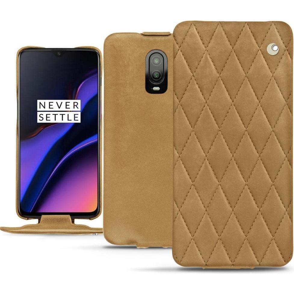 Noreve Lederschutzhülle vertikal (OnePlus 6T), Smartphone Hülle, Braun