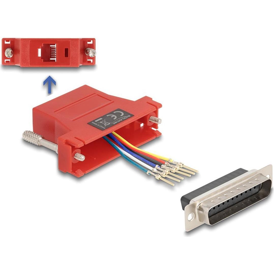 Delock 67094 - D-Sub 25 Pin Stecker zu RJ12 Buchse Montagesatz rot (Fujifilm X), Objektiv, Rot