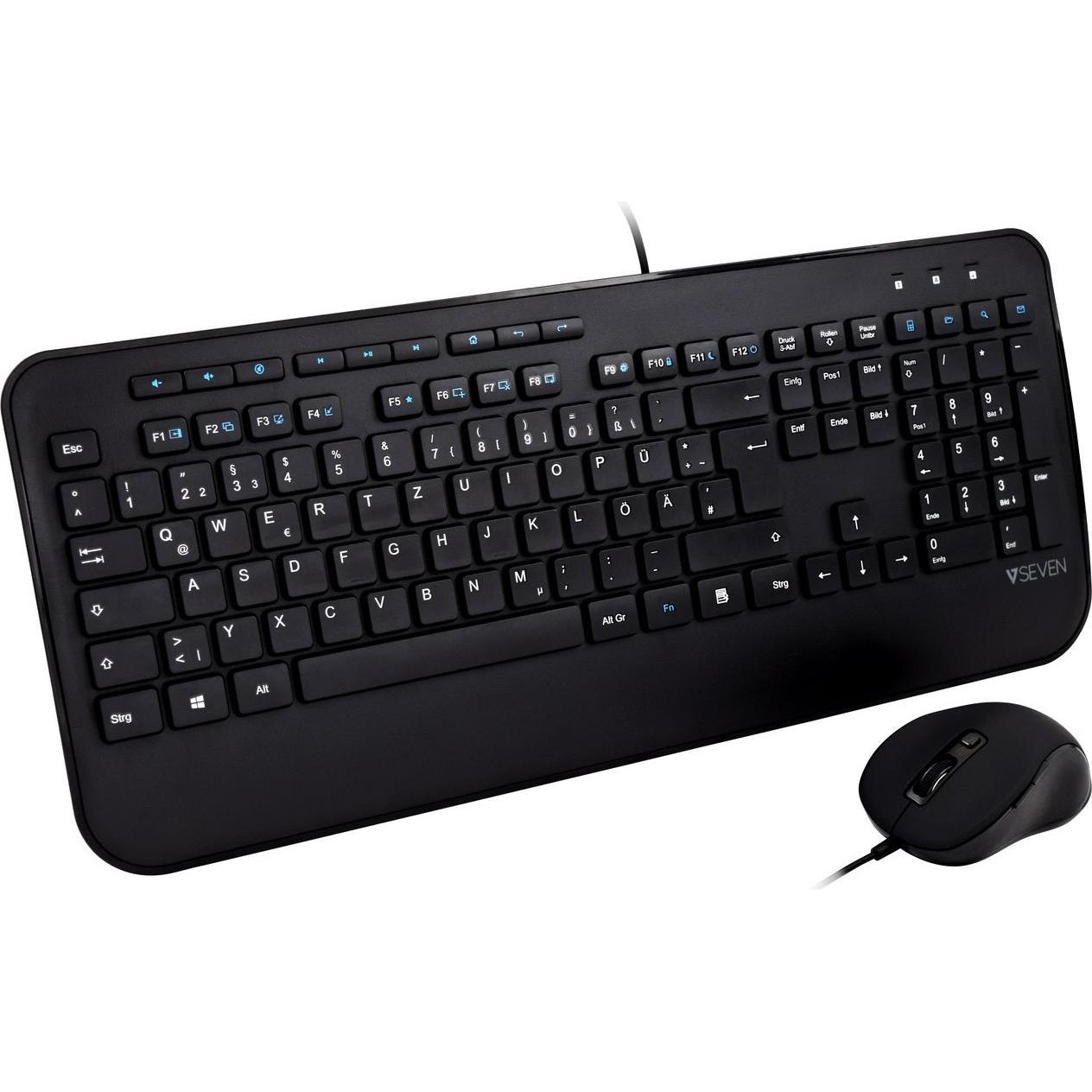 V7 CKU300 (DE, Kabelgebunden), Tastatur, Schwarz