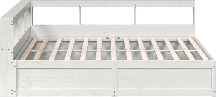 Produktbild vidaXL Massivholzbett mit Regal ohne Matratze Weiss 180x200 cm Kiefer (180 x 200 cm)