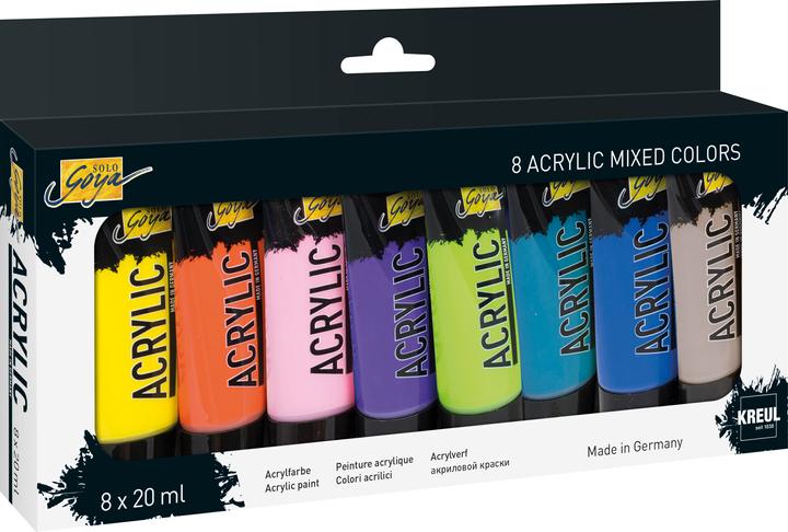 Turquoise, Yellow green, Violet, Real yellow light, Rosé, Real orange, Primary blue and neutral grey