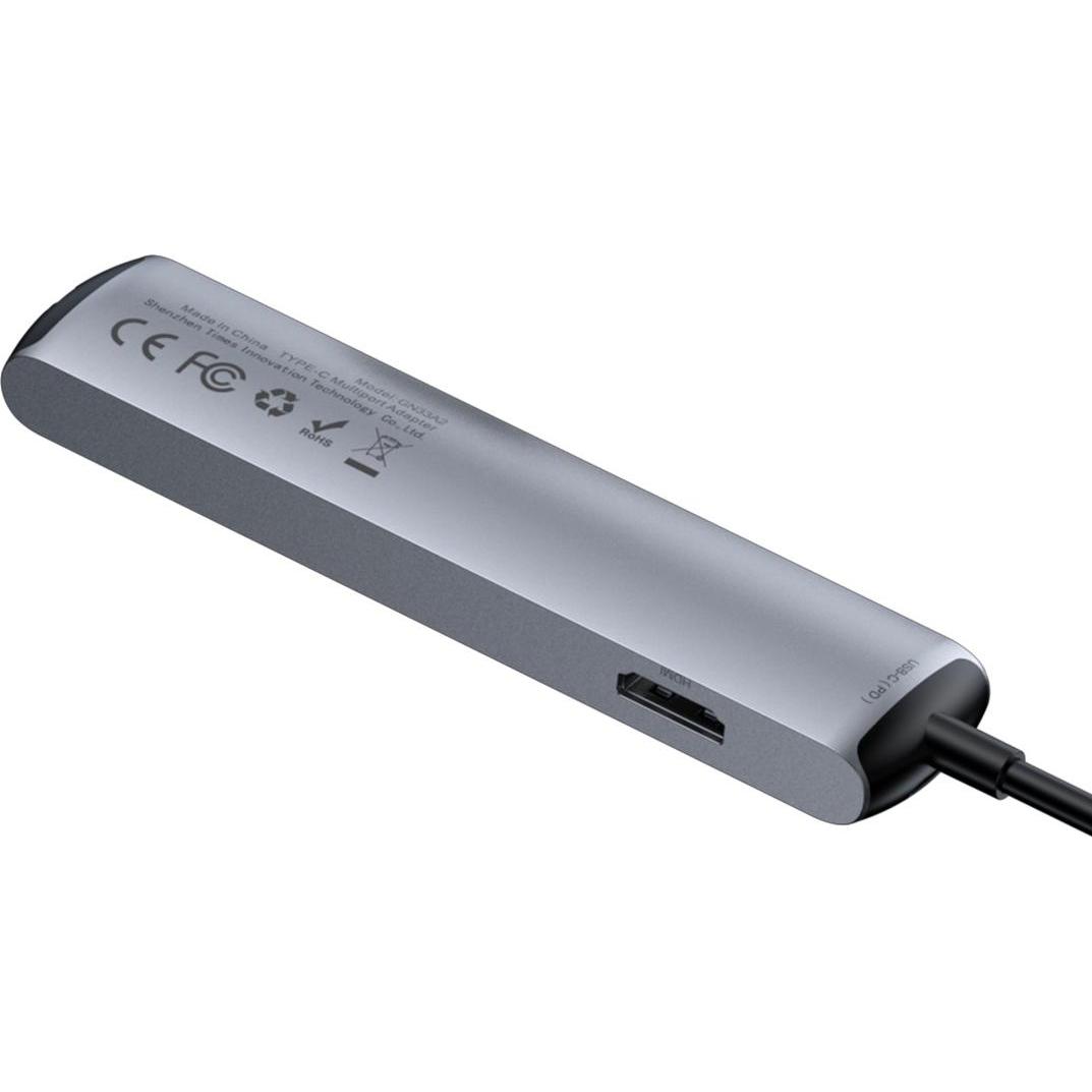 Thumbnail - Baseus CAHUB-J0G (USB-C, 6 Ports), Dockingstation + USB Hub, Schwarz, Silber