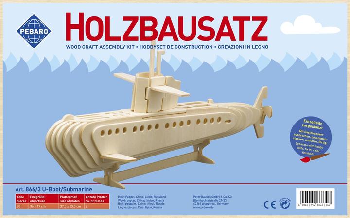 Actual product image Pebaro Wooden kit submarine