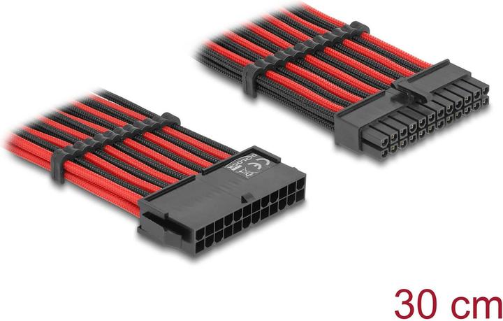 Produktbild Delock 80973 - Verlängerungskabel 24 Pin ATX Stecker zu 24 Pin ATX Buchse Textilummantel (30 cm)