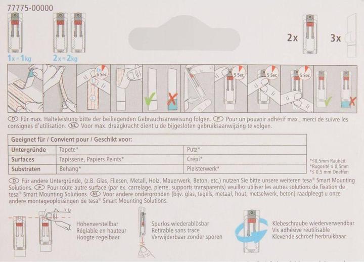 Produktbild tesa Klebeschraube für Tapete & Putz, höhenverstellbar