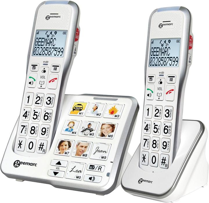 Actual product image Geemarc AMPLIDECT 595-2 PHOTO Cordless telephone for seniors Answering machine, photo buttons Illuminated