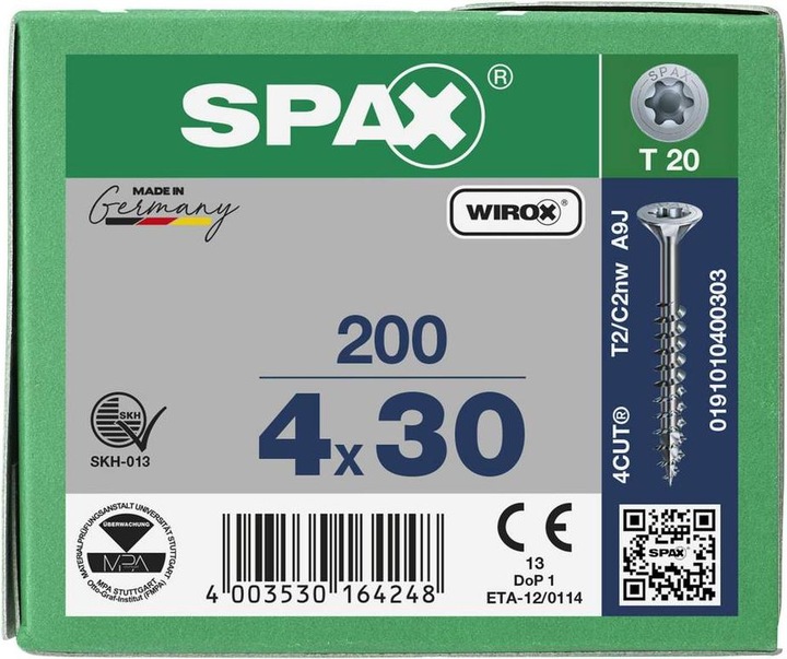 Immagine prodotto Spax Viti universali 4 x 30 mm, 200 pezzi (200 Viti per pezzo)