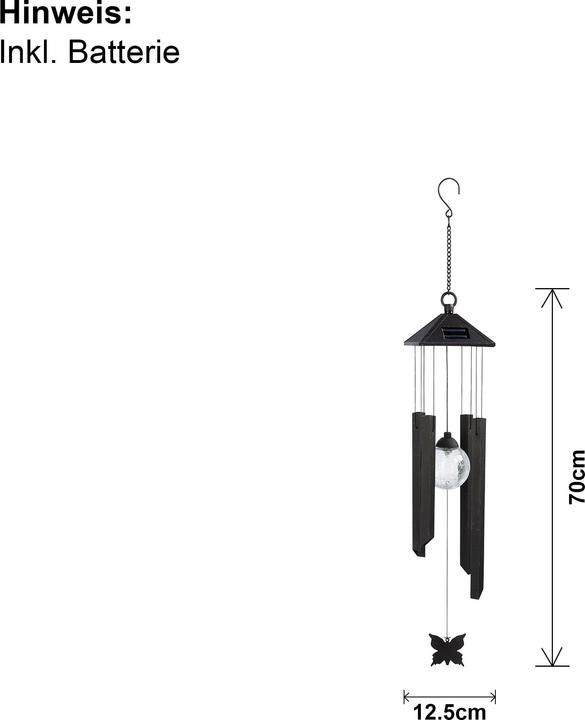 Nutritional values and ingredients Star Trading WINDY Solar Wind Chime, black, 12.5x65cm, 1 0.064W