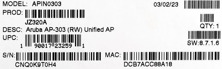 Image du produit Aruba AP-303 (RW) AP unifié (867 Mbit/s)