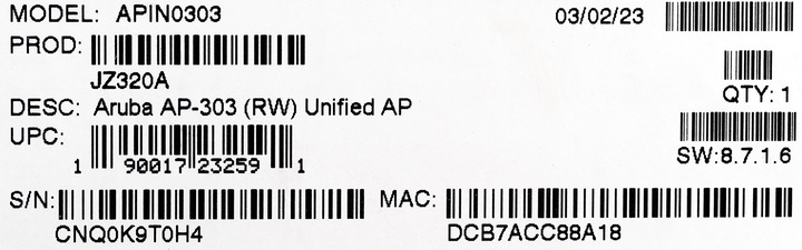 Immagine prodotto Aruba AP-303 (RW) Unified AP (867 Mbit/s)