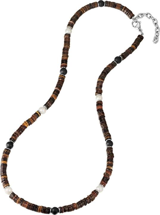 Produktbild True Rebels Herren Halskette - 37058 (Edelstahl, Muschelkernperle, Achat)