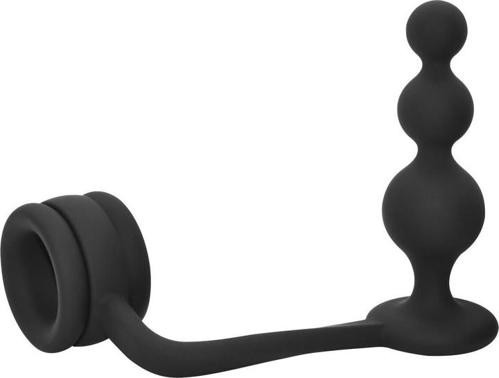 Produktbild Dreamtoys Dream Toys Ramrod Cockring With Beaded Anal Plug Black 11 cm