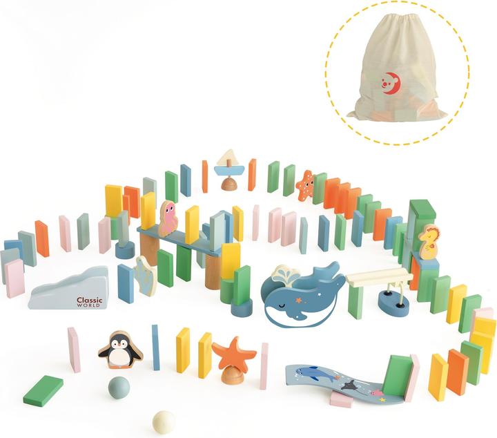 Classic World Domino-Ozean aus Holz, 100 Stück.