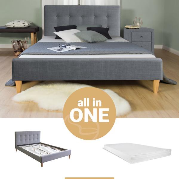 Image du produit Homestyle4u Lit rembourré avec matelas et sommier à lattes (120 x 200 cm)