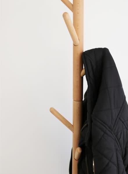 Actual product image Unilux Coat rack MIKADO, 8 hooks, beech wood space-saving design, rounded coat hooks, st...