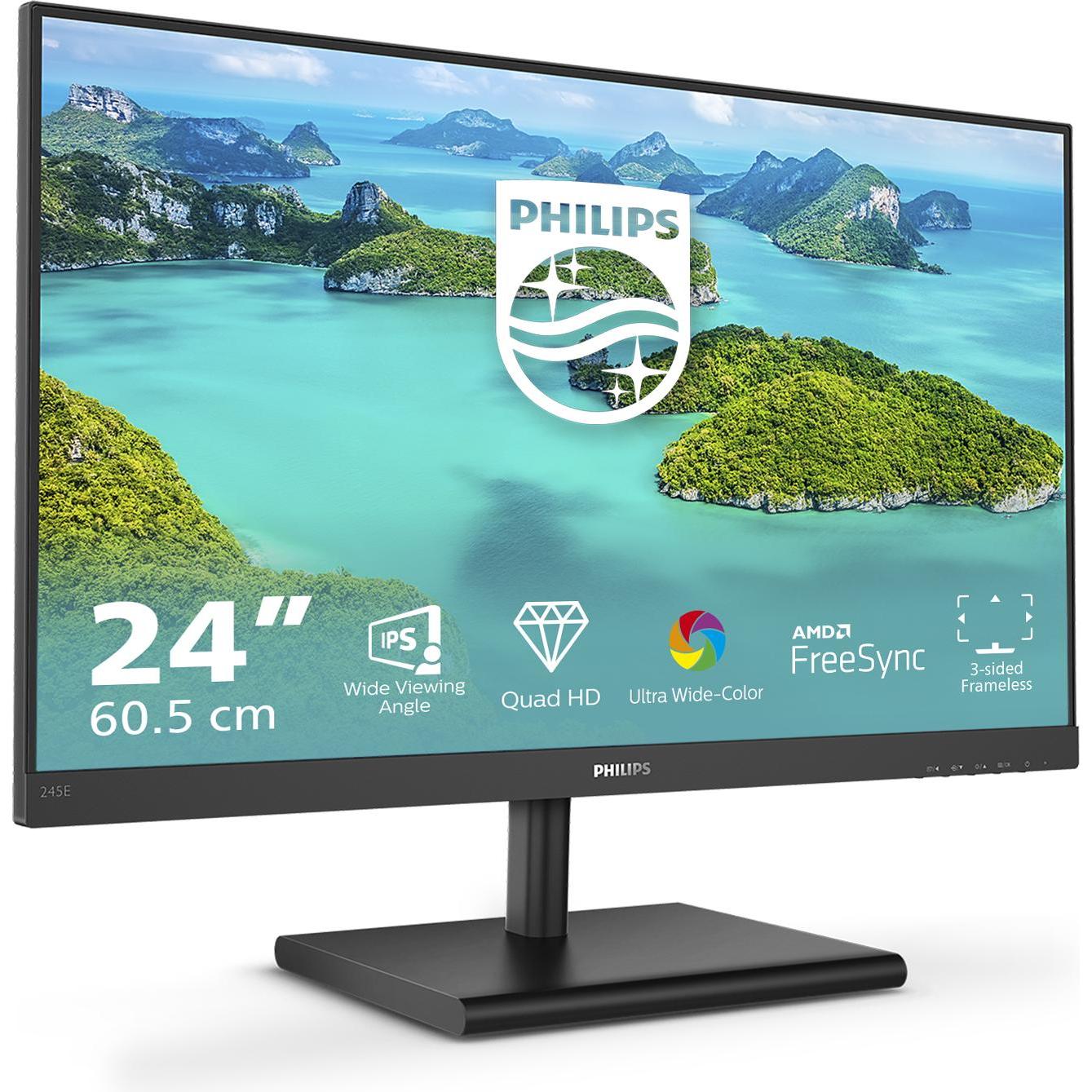 Philips 245E1S/00 (2560 x 1440 Pixel, 24"), Monitor, Schwarz