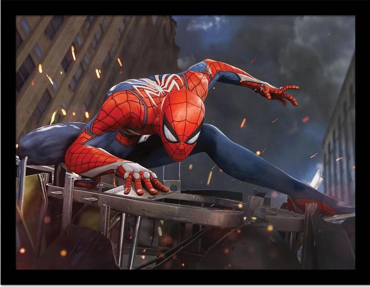 Spiderman Gerahmtes Poster Stands On Ruins (30 x 40 cm)