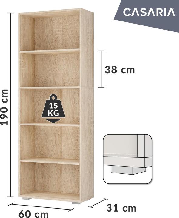 Image du produit Casaria Bibliothèque (190 x 60 x 28 cm)