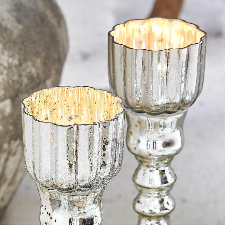Actual product image Loberon Kerzenständer 2er Set Velanor antiksilber (H, 10 cm)