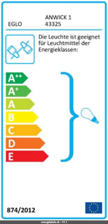 Energie-Label EGLO Deckenleuchte ANWICK 1 2x E27 Schwarz/Braun (E27)