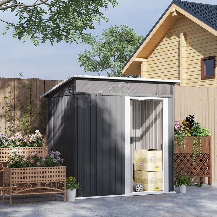 Actual product image Outsunny Gerätehaus Stahl Dunkelgrau