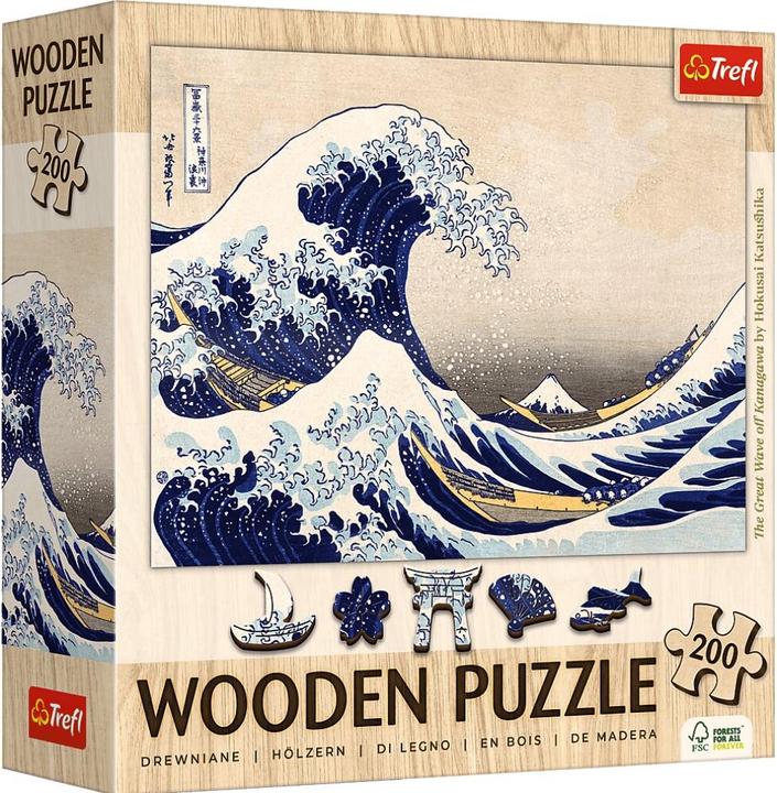 Trefl Wooden jigsaw puzzle 200 - The Great Wave in Kanagawa / Hokusai Katsushika (200 pieces)