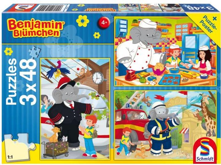 Immagine prodotto Schmidt Spiele Benjamin Blümchen, In azione 3x48 parti (144 pezzi)