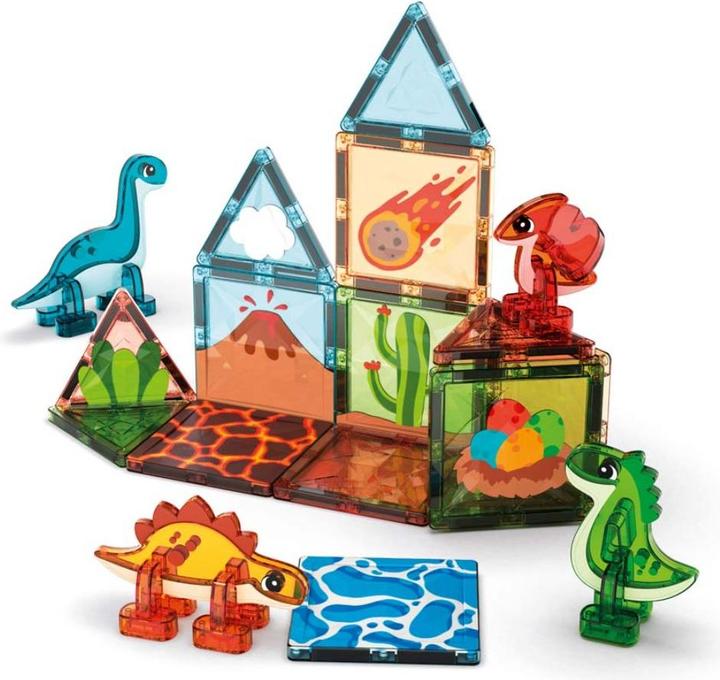 Actual product image Geomag Magnetic Tiles Gems Dino World 25 Teile
