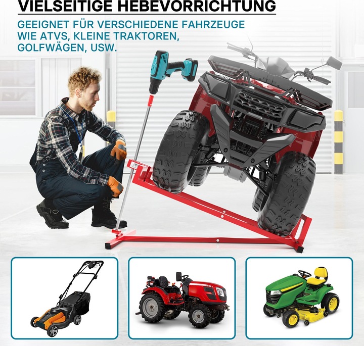 Produktbild Wiltec Hebevorrichtung Aufsitzmäher 250kg inkl. Adapter Reinigungshilfe Rasentraktor (Rasentraktor, Gartenmaschinen Aufsatz)