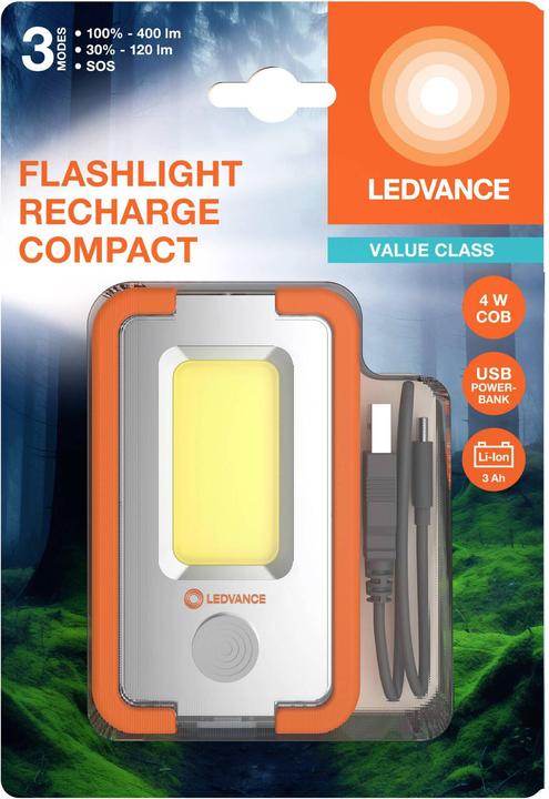 Actual product image Ledvance Compact rechargeable LED torch (400 lm)