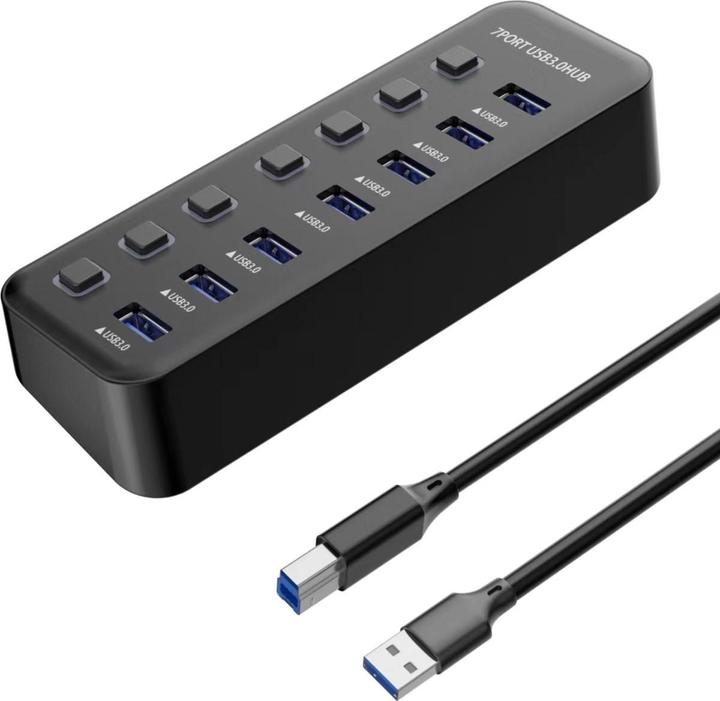 Produktbild PremiumCord USB 3.2 Superspeed HUB 7-Port mit Port-Schaltern (USB-A, 7 Ports)
