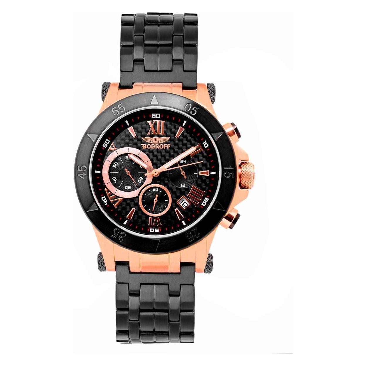 Bobroff, Horloge, Herenhorloge BF1001M15M (Ø 44 Mm), Zwart, (44 mm)