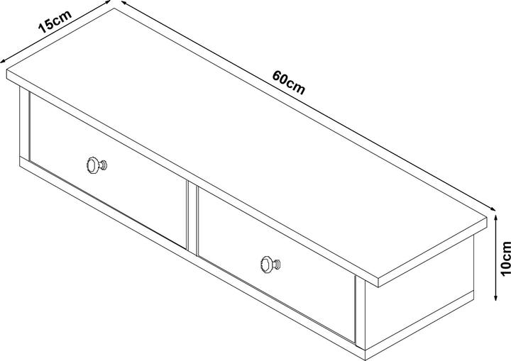 Actual product image En.Casa Wandregal Geeste 60x15x10 cm mit 2 Schubladen Marmoroptik, weiss (60 x 15 x 10 cm)