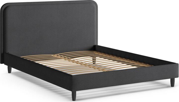 Actual product image Micadoni Boucle Storage Bed with Headboard, "Aveline", Dark Grey, 214x195x117 Made in Europe (180 x 200 cm)
