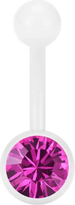 Immagine prodotto Star Piercing Banane Pure White mit Swarovski Kristallkugel fuchsia (senza ottone, Acciaio chirurgico 316L)
