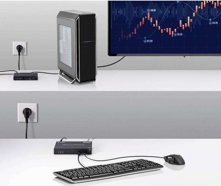 Produktbild SpeaKa Professional SP-USBE-830 7+2 Port KVM-Extender über PC steuerbar Schwarz