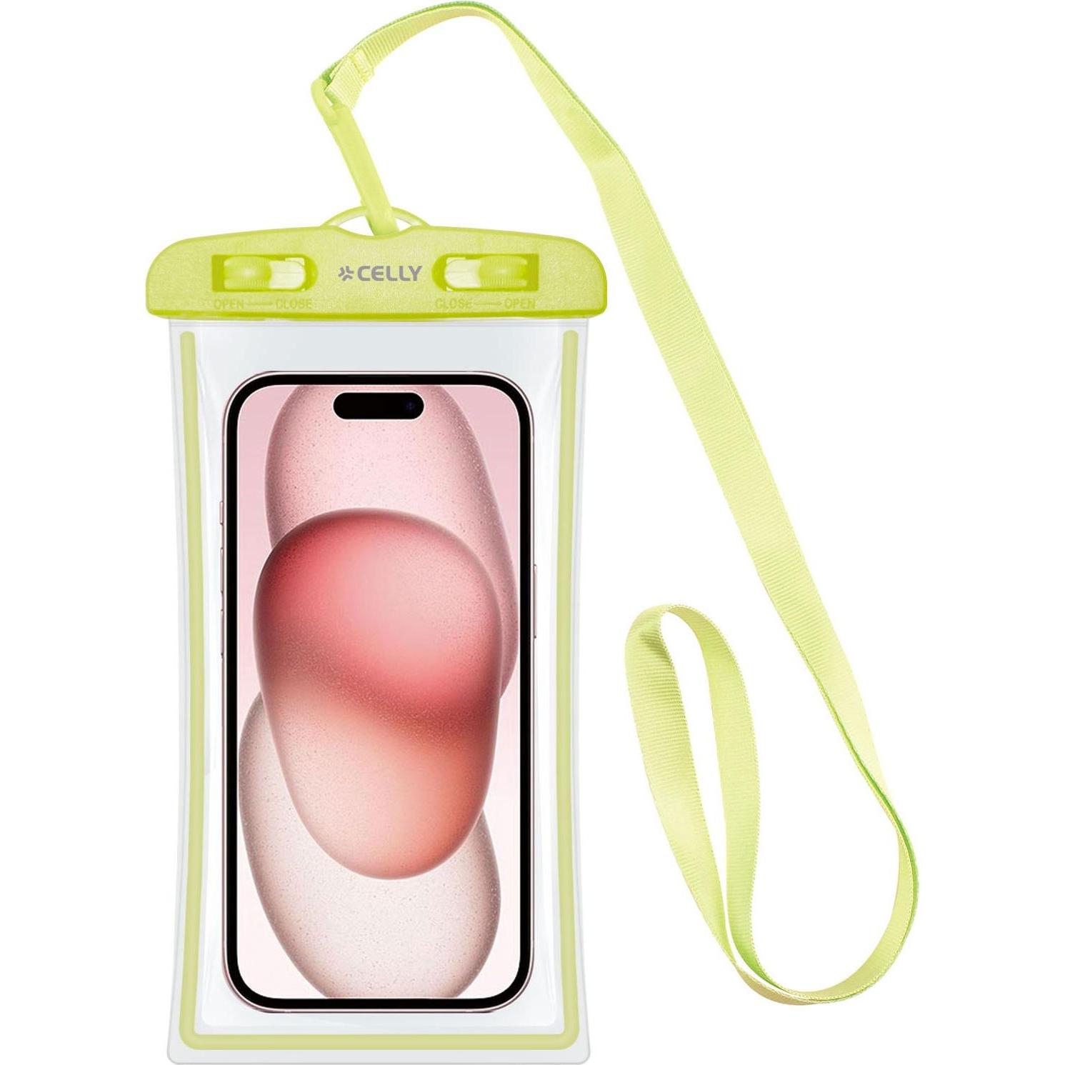 Celly Transparentes Gehäuse bis zu 7' (Smartphones bis 6.5 Zoll), Smartphone Hülle, Grün