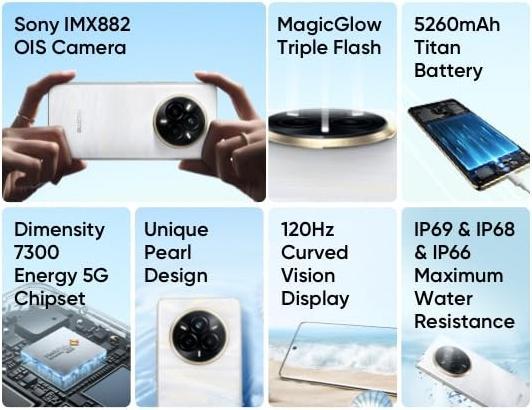 Productafbeelding realme Smartphone 5G, Fotocamera AI Sony IMX882 OIS, Design Cambiacolore, Batteria 5260 mAh, Display 120Hz (512 GB, Kleurveranderingstechnologie)