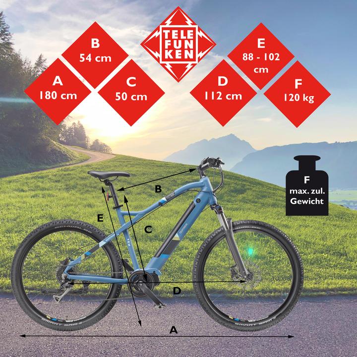 Actual product image Telefunken MTB E-Bike Aufsteiger M925, Wheel size 27.5 ", Warranty 24 month(s), Blue (51 cm)