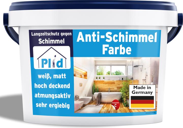 Produktbild Plid Anti Schimmelfarbe Innen 5l, Weiss - Antischimmelfarbe für feuchte Räume (Weiss, 5 l)