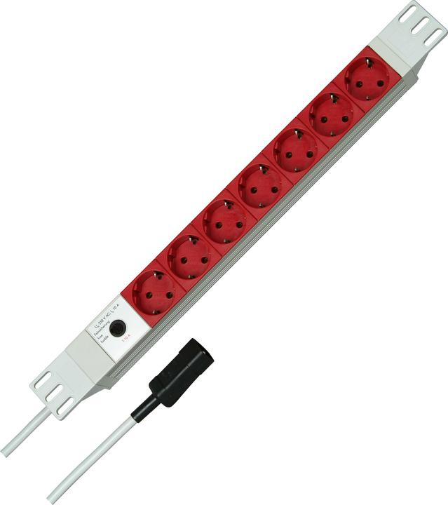 Actual product image Kopp 48,26cm (19") power strip 7-fold aluminum, with UPS cold device connection (7 x, 2 m)