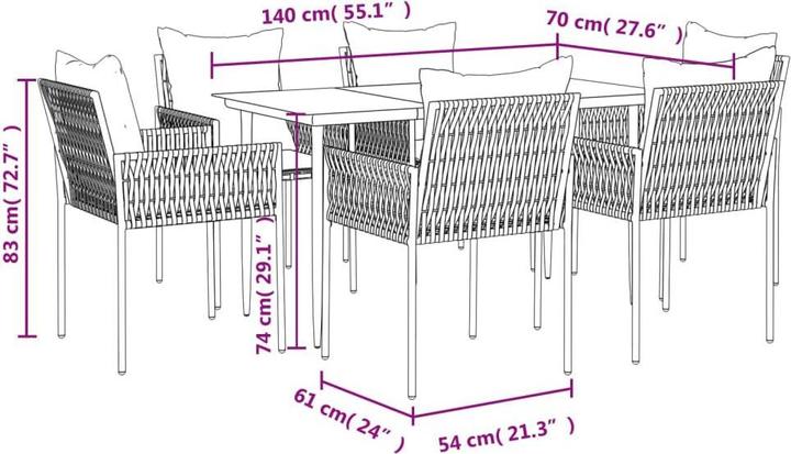 Produktbild vidaXL Garten Essgruppe (140 x 70 x 74 cm)