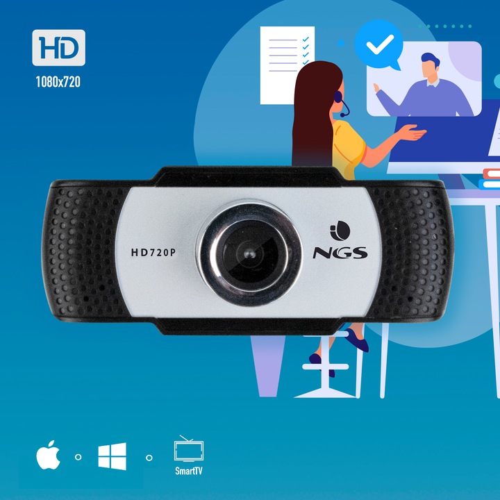Actual product image NGS XpressCam720 Webcam 1280 x 720 Pixel USB 2.0 Black (0.90 Mpx)
