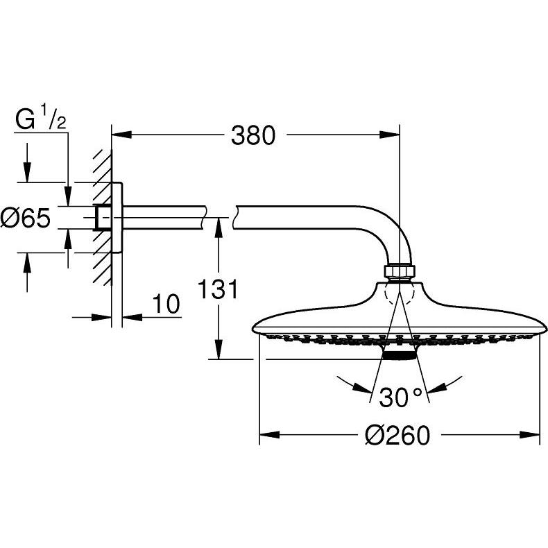 Thumbnail - Grohe, Duschbrause, Kopfbrauseset Euphoria 260 380mm chrom (3 Strahlarten, 8.50 l/min)