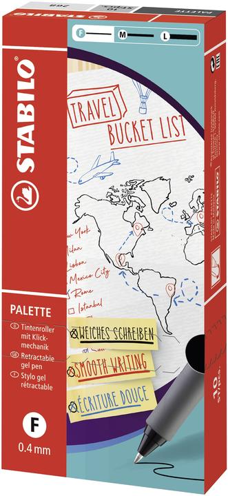 Produktbild STABILO Gelschreiber Palette, Metallspitze, Strichstärke 0,4 mm, nachfüllbar, 10 Stück, diverse... (Schwarz, 10 x)