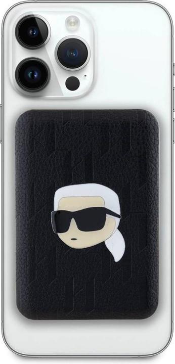 Actual product image Karl Lagerfeld Powerbank indukcyjny KLPB5FPGKSKIHK 15W 5000mAh czarny/black Karl Head Pin MagSafe (5000 mAh, 15 W)