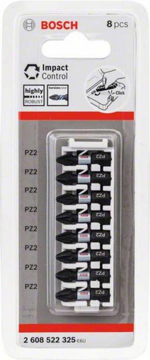 Actual product image Bosch Professional Zubehör PRO Pozidriv Impact Bit, PZ2, 25 mm, 8 pcs. (Cross Pozidriv PZ M2)
